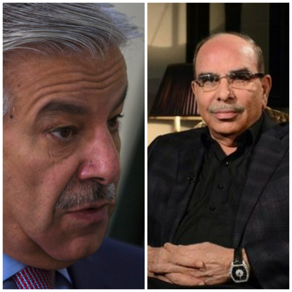 Minister for Defence Khawaja Muhammad Asif & Real Estate Tycoon Malik Riaz, File Photo